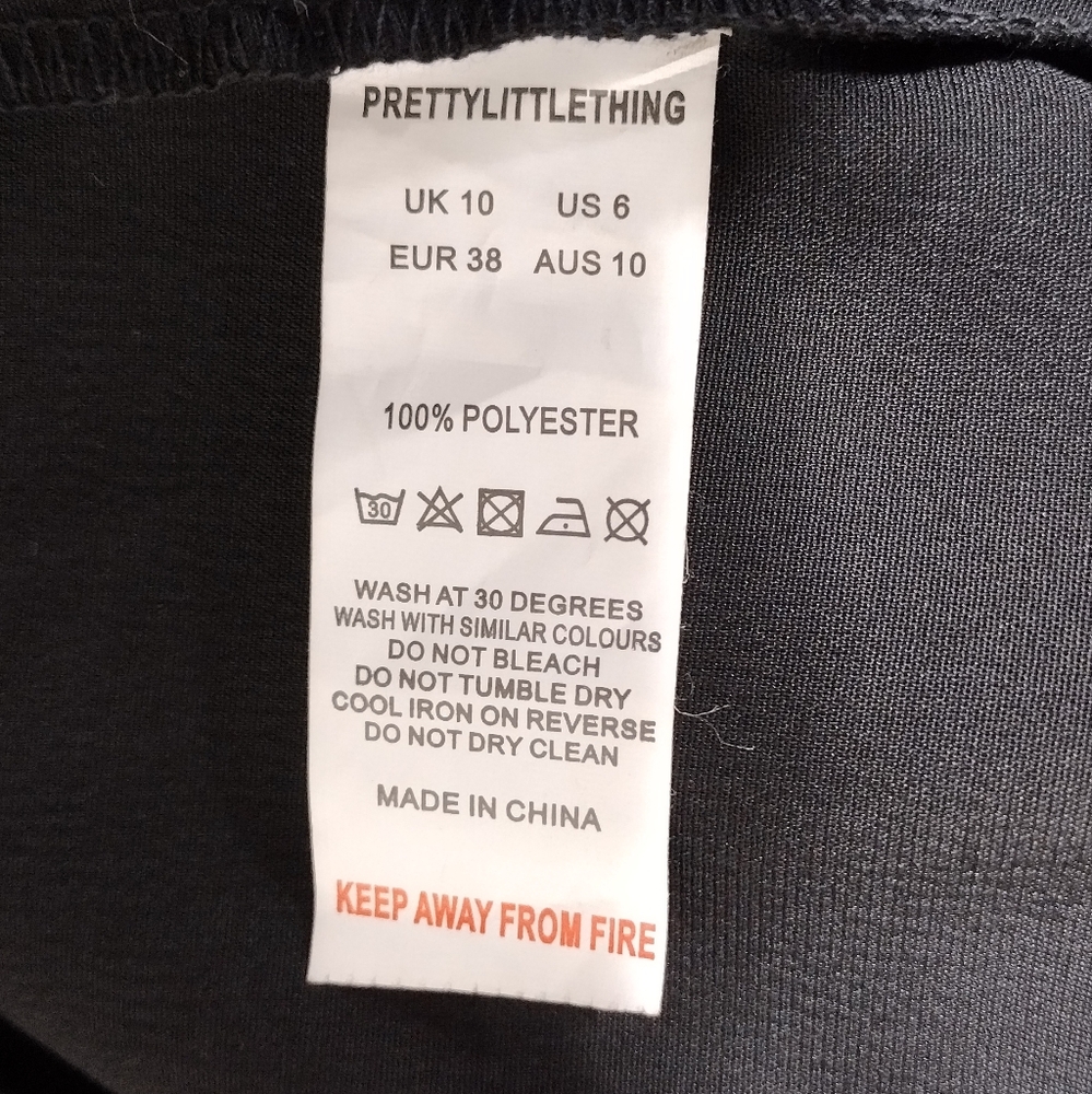 NWT Pretty Little Thing Satin Twist Front Midi Skirt Women's 6 Black Boho Retro - Picture 9 of 10